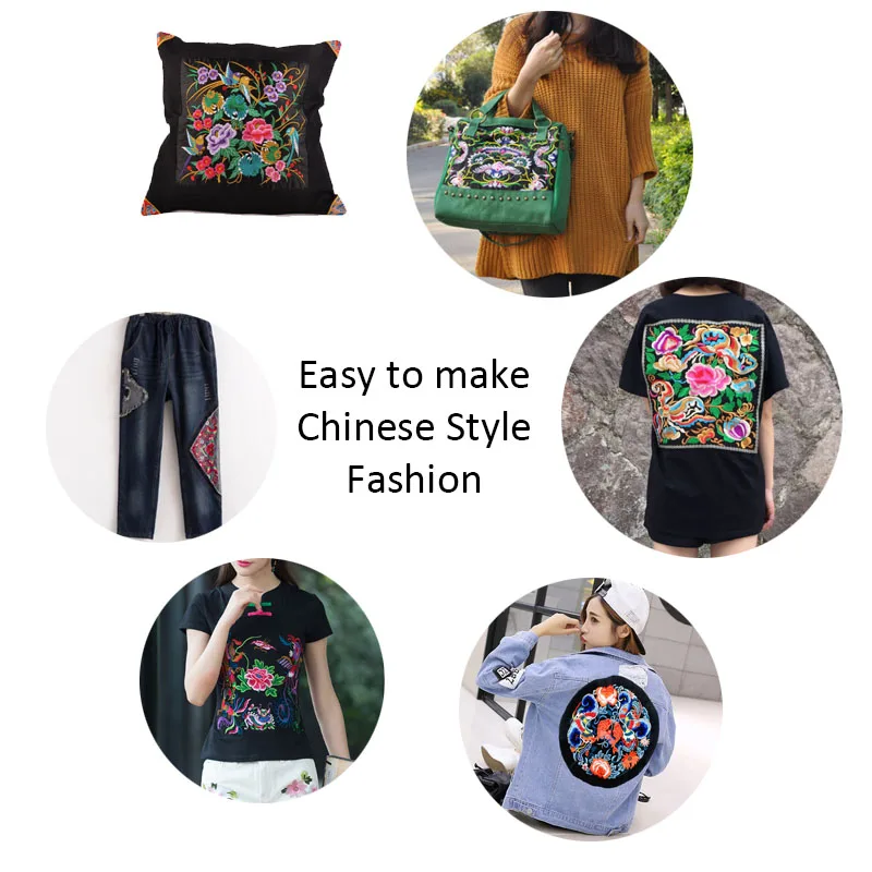 Китайский ретро народный цвет вышивка ткань большой патч Мандала Бохо Мода