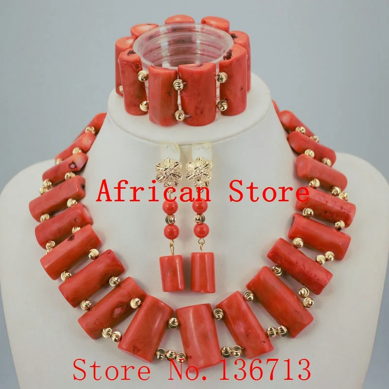 

2016 New African Red Coral Beads Jewelry Set for Women Jewelry Set Wedding Bridal Necklace Set Free Shipping HD322-2