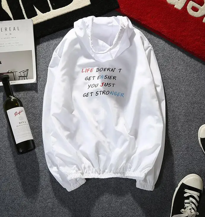 Мужская и женская летняя куртка с капюшоном тонкая ветровка в стиле хип хоп