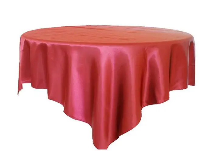 burgundy 1 шт. 145x145 см черная атласная Скатерть, двойной сшитый край, Скатерть для свадьбы, дома, рождественской вечеринки, украшение стола - Цвет: burgundy