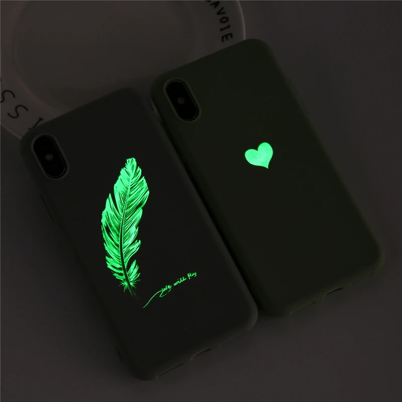 USLION мягкий термополиуретановый светящийся чехол для телефона s для iPhone 7 8 6s Plus, светящийся Ультратонкий чехол для пары, чехол с сердечком для iPhone 11 Pro 7Plus