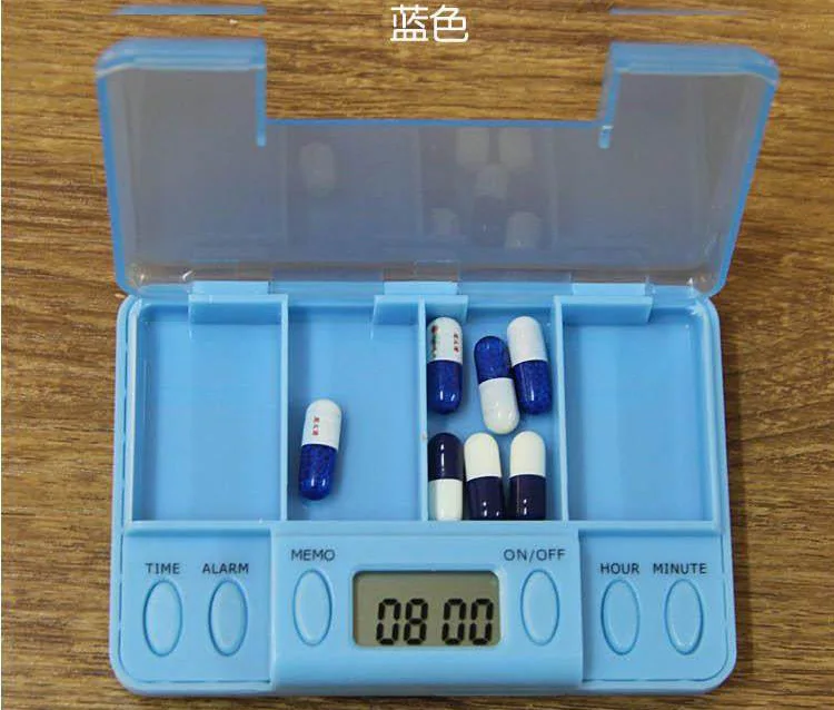 Smart Reminder Sealed Pill Tablet Compartment Case Daily Electronic Timing Medicine Box Container Storage Case 4 Grids