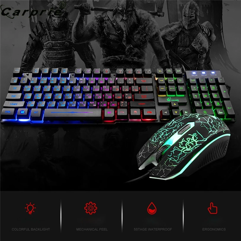 Проводная эргономичная игровая клавиатура CAPRPIE мышь с радужной подсветкой Usb на