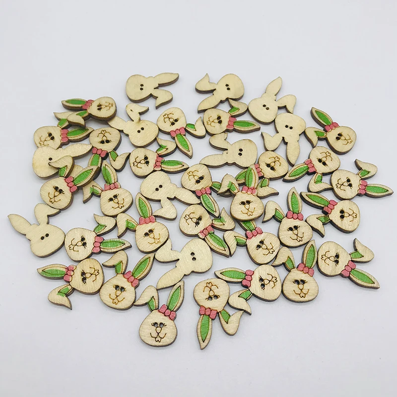 10 pcs 19*25mm rabbit decorative wooden buttons sewing seam scrapbooking accessories wood button for clothing Crafts | Дом и сад