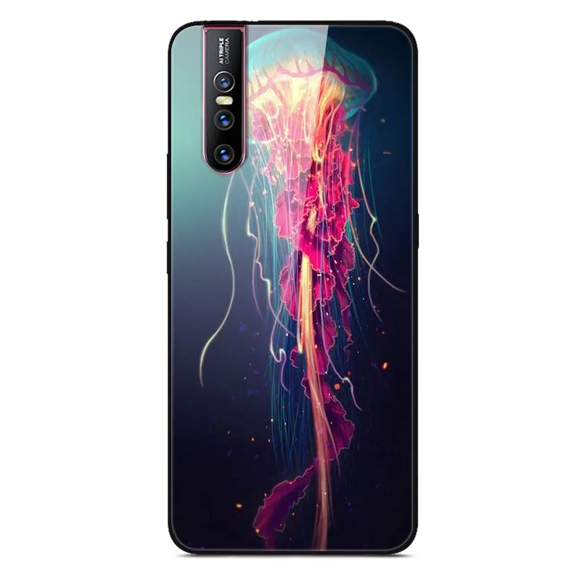 Чехол из закаленного стекла для Coque VIVO V15 Pro, чехол V 15, мягкий бампер, 3D Рисунок кошки, чехол для VIVO V15 Pro V15Pro V 15, чехол для телефона