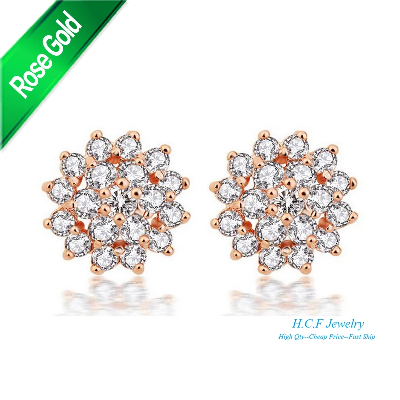 2016 Топ Продаем AAA Циркон Серьга Стержня Ювелирных Изделий Розовый Цвет Мода