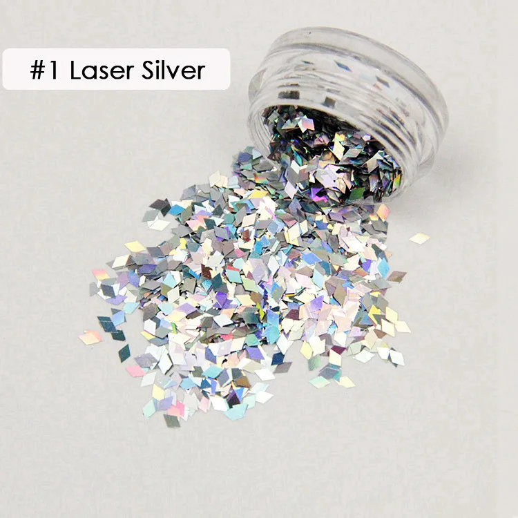1 Laser Silver 1 коробка голографическая хлопья для ногтей Ромб Diamond голографические блёстки для ногтей Sparkly Мини ломтик блестки, Стразы для ногтей - Цвет: 1 Laser Silver