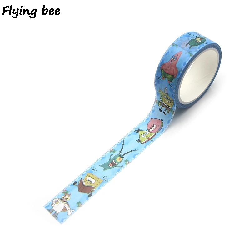 Flyingbee 15 мм X 5 м милый мультфильм васи лента бумага DIY декоративная клейкая лента, Канцелярия Kawaii маскировки Ленточные принадлежности X0269