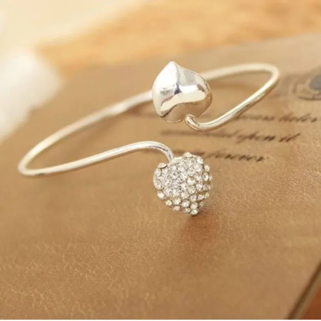 Модные женские серьги с двойными сердца любви браслеты классические открытые