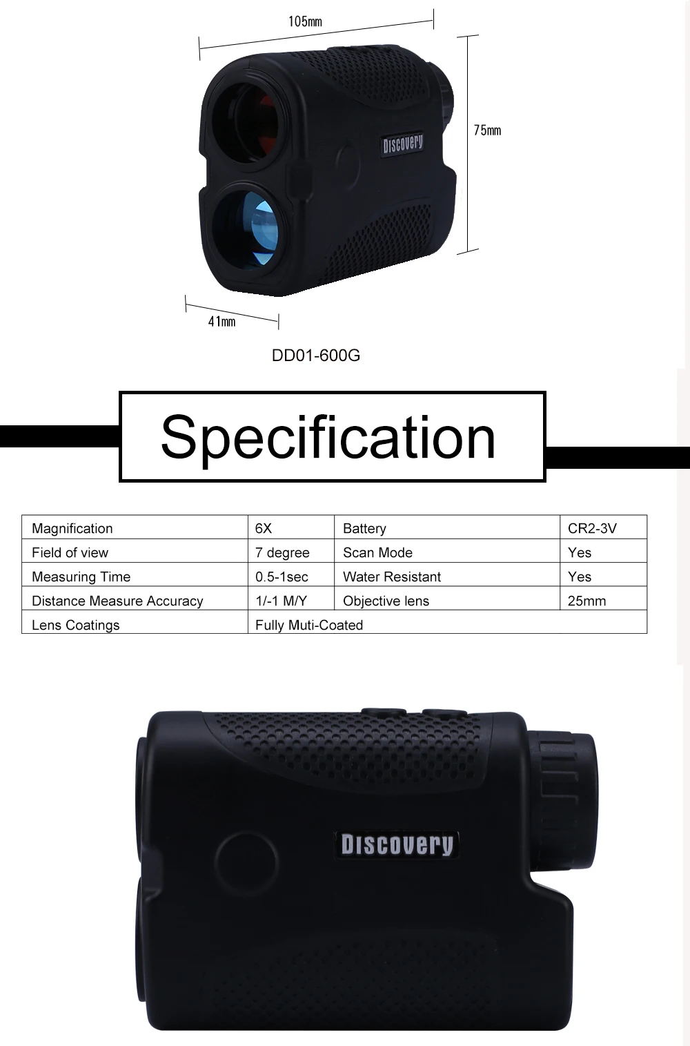 Лазерный дальномер ELECALL DD01-600G, телескоп, лазерный дальномер, 6X600 м, рулетка для гольфа, охоты, дальномер