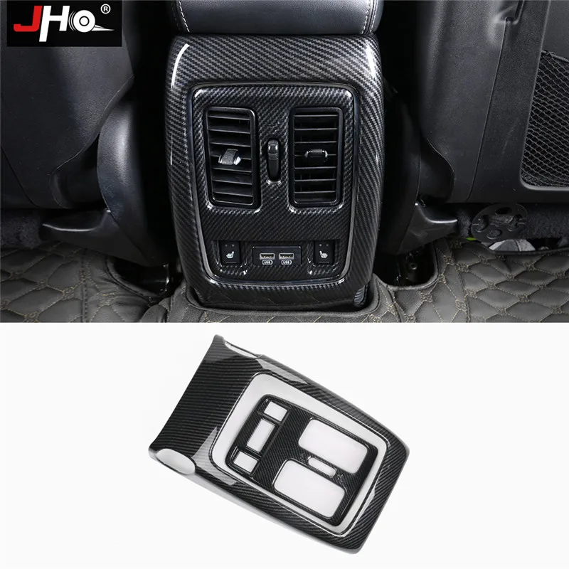 JHO ABS углеродного волокна зерна крышка Накладка для- Jeep Grand Cherokee 17 дверная ручка рулевого колеса автомобиля аксессуары - Название цвета: For Rear Console