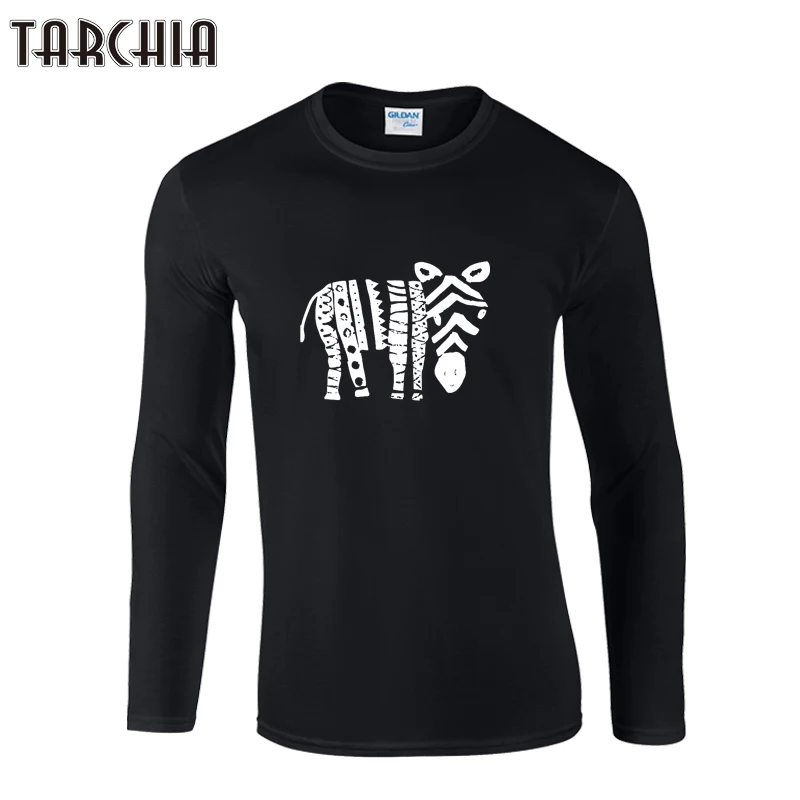 TARCHIA с принтом Зебра футболка коротким рукавом Slim Fit длинным мужские футболки