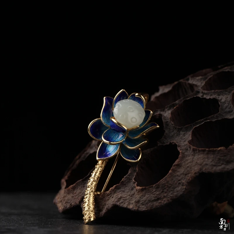 Женское винтажное ювелирное изделие Lotus Cloisonne булавка из 100% серебра 925 пробы