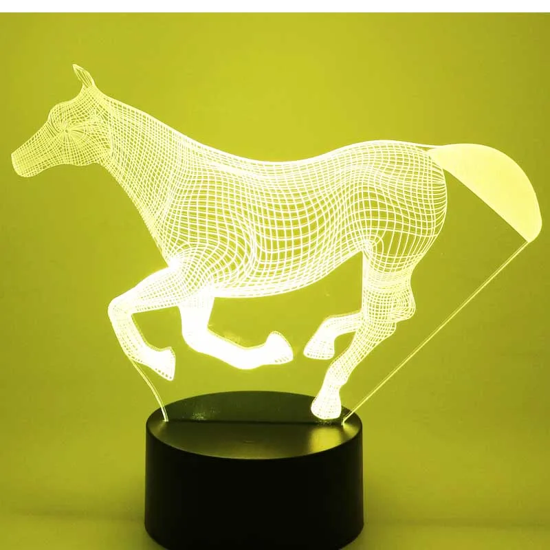 3D LED ночник бегущая лошадь с 7 видов цветов лампа для украшения дома потрясающая