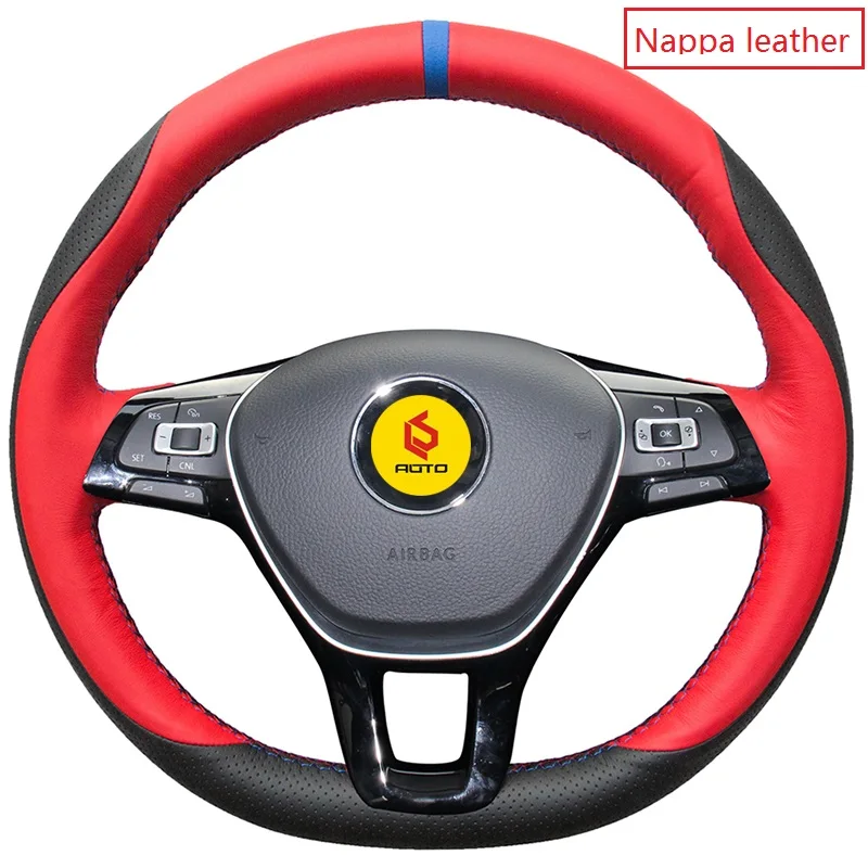 Nappa leather Оплетка на руль для Volkswagen VW Golf 7 Mk7 Новинка Polo с оригинальной кожей - Название цвета: Nappa leather