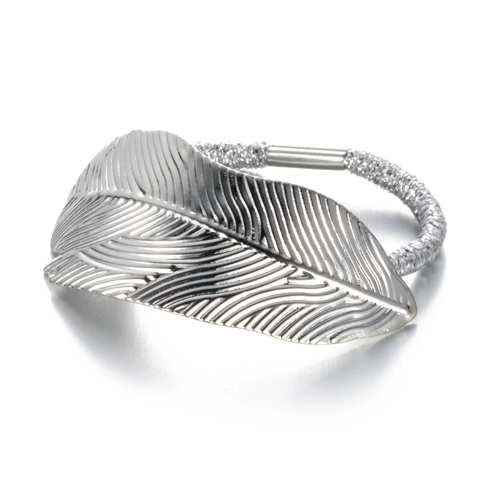 Silver IPARAM Модный популярный женский ободок с листьями веревка с эластичным конским хвостом вечерние праздничные повязки для волос аксессуары для волос - Окраска металла: Silver