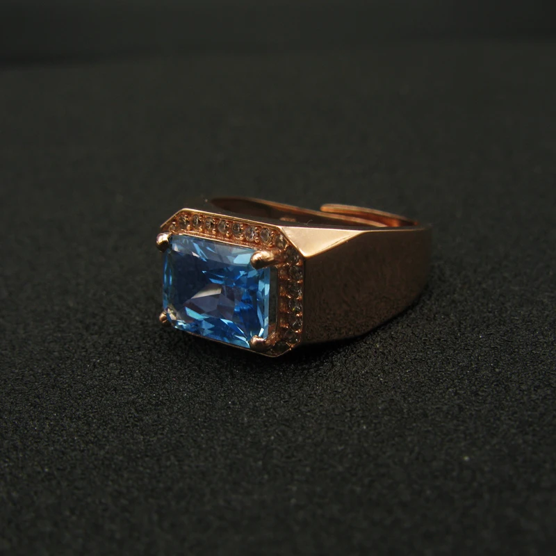 925 Sterling silver blue topaz Ring fashion gift for women jewelry Rose Open ring Fine Jewelry j081004agb | Украшения и