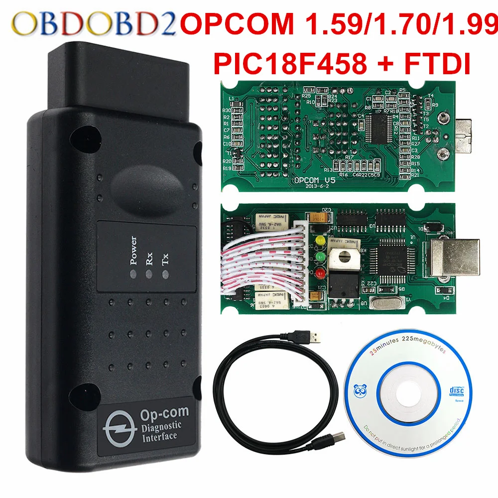 2018 автомобильный диагностический кабель OPCOM 1 99 70 59 сканер OBD2 с чипом PIC18F458 FTDI для