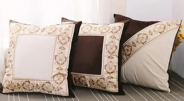 Чехол для подушки жаккардовый синий/коричневый 40/45/50/55/60 см в китайском стиле | Дом