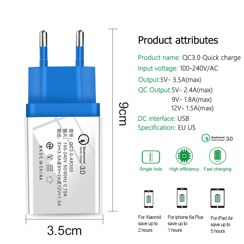 9V 2A быстрое зарядное устройство 3 0 USB для Alcatel 1X3X3 V 3C 5 Verso A3 Plus 3g CameoX U50HD QC EU настенное