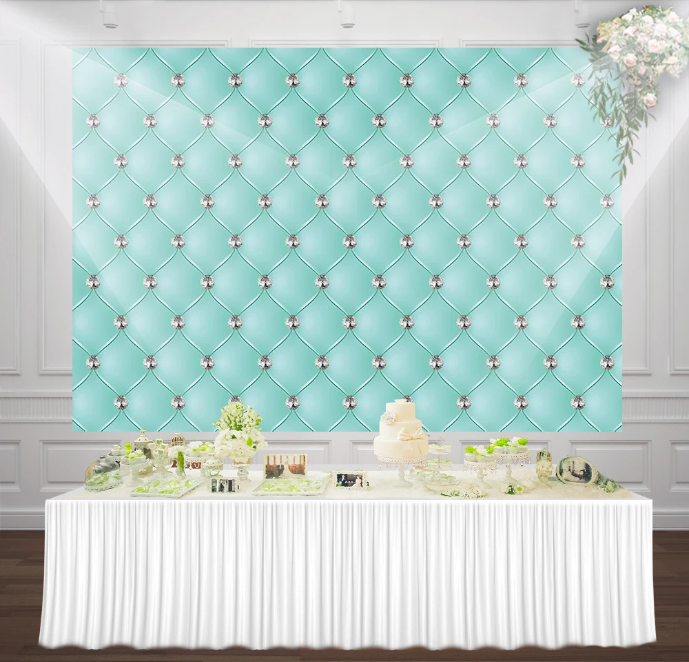 

Blue Aqua Turquoise Birthday Photography Backdrops quatrefoil-pattern Tiffanyblue Diamonds Background Photocall Studio Backdrop