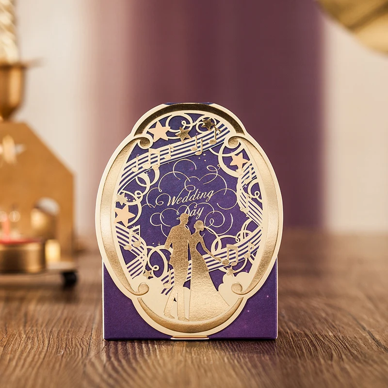 Новый фиолетового цвета с цветочным принтом в виде жениха и невесты лазерная