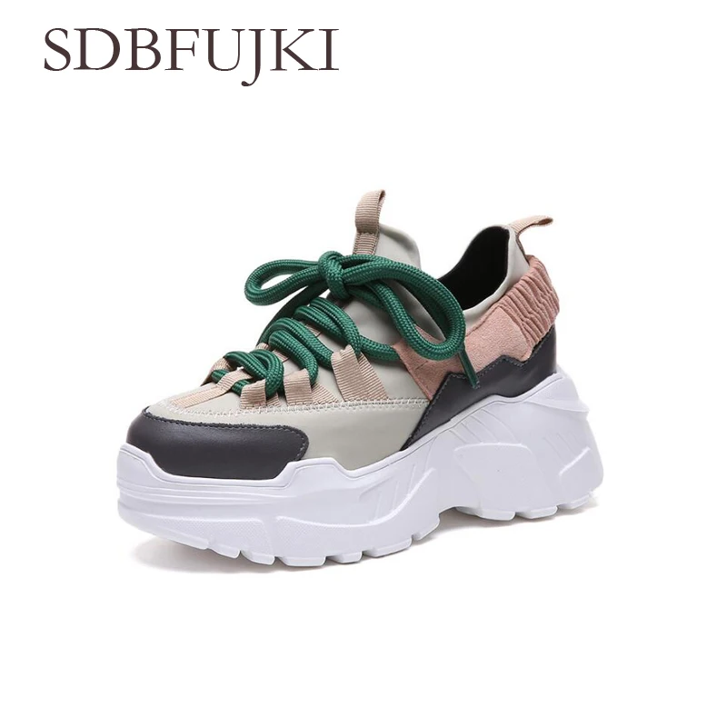 Кроссовки на платформе Nieuwe Vrouwen Stijlvolle Dikke Zool Loopschoenen Hoogte Toenemende 8 см спортивные
