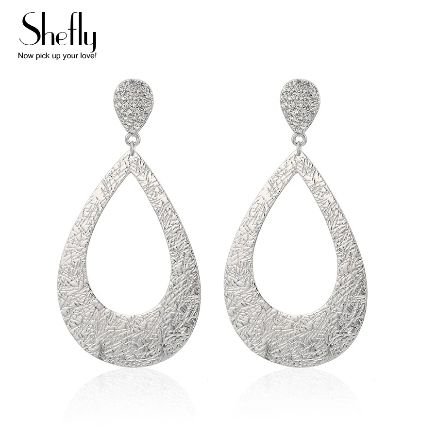 

Big Silver Color Water Droplets Drop Earrings for Women Texture Pattern Bohemian Unique Vintage Earrings Jewelry Gift 2020 New