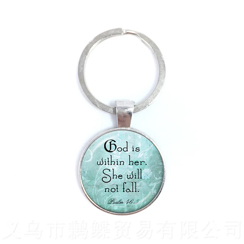 &quotIn your distress you called and I rescued you&quotRound Glass Cabochon Proverbs Keychains Best Gift For Friends Keyring | Украшения и