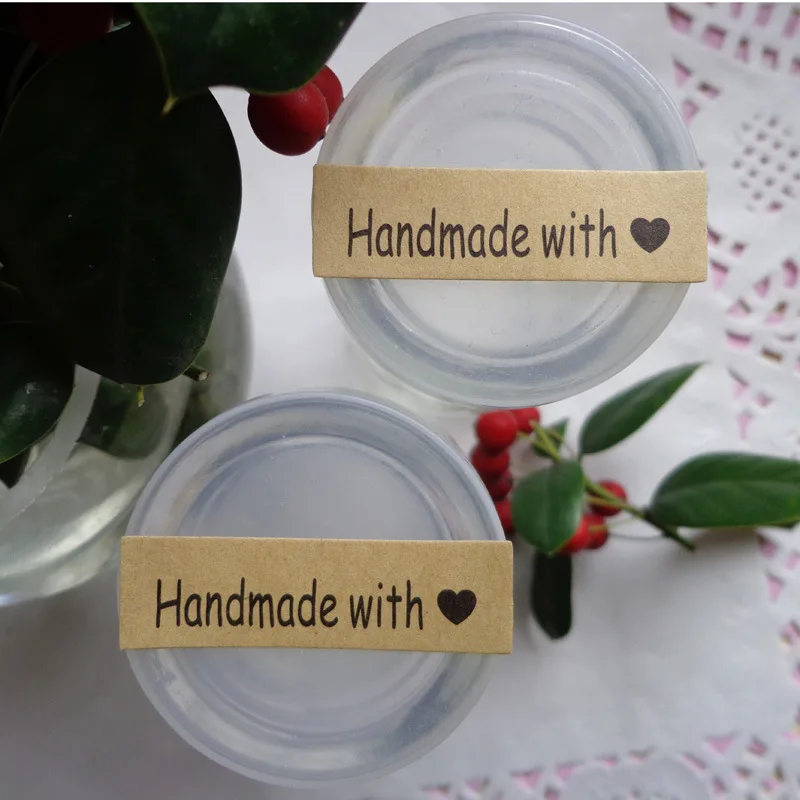 

120pcs Paper Sticker Handmade DIY Gift Paper Label 4.5x1.3 Adhesive Rectangle Kraft Packaging Sealing Label Party Decoration