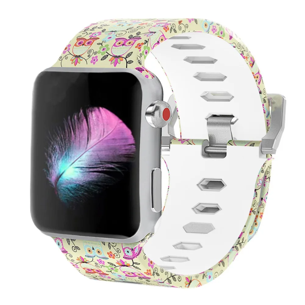 Мягкий силиконовый ремешок для часов Odog с принтом Fllower для Apple Watch Series 4, 40 мм, 44 мм, ремешок для наручных часов, аксессуары для умных часов