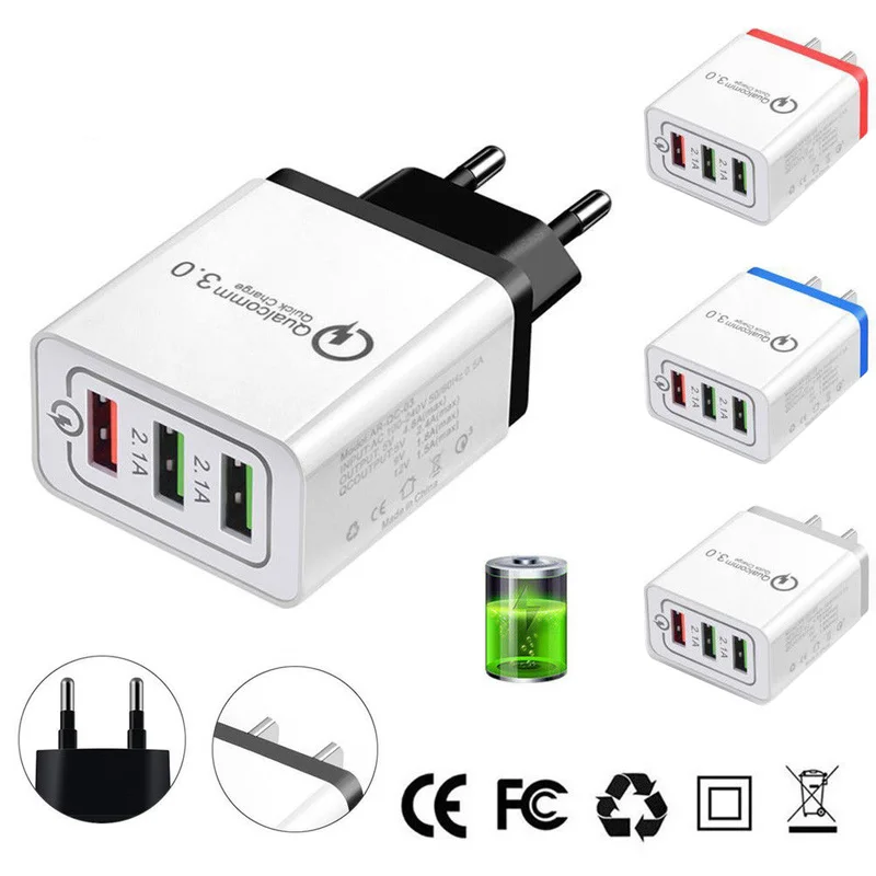 Universal US Plug QC 3.0 Quick Charge 3 USB Fast Travel Charger Adapter Wall for Samsung S9 Xiaomi Huawei | Мобильные телефоны и