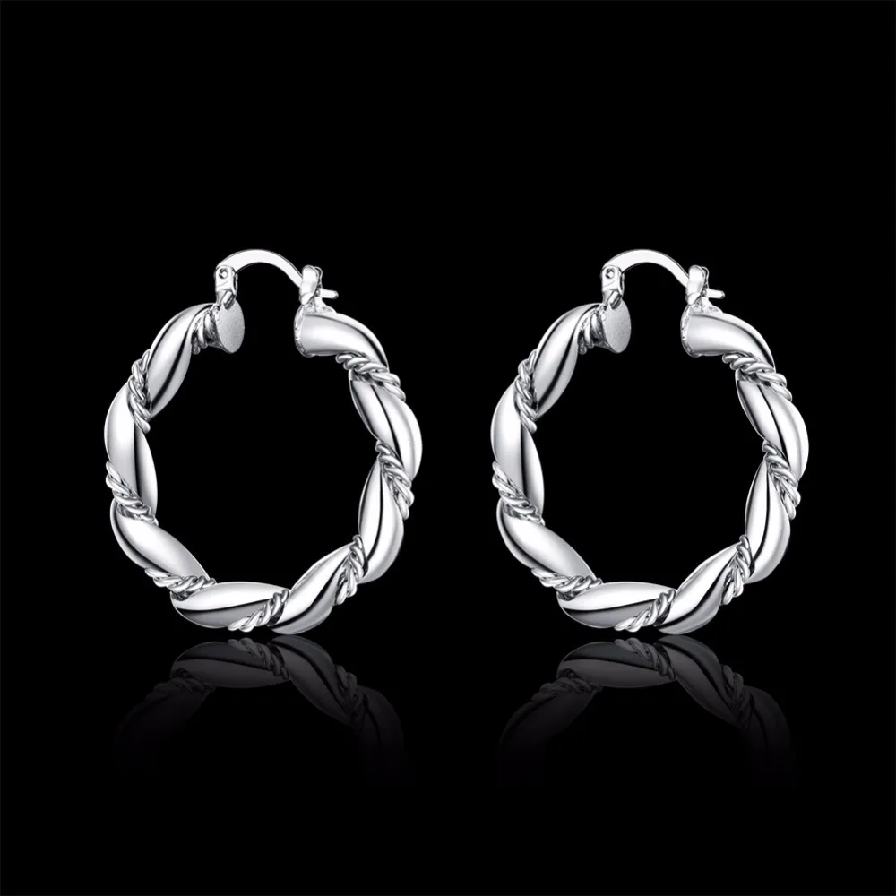 Серьги кольца женские из серебра 925 пробы с индивидуальным