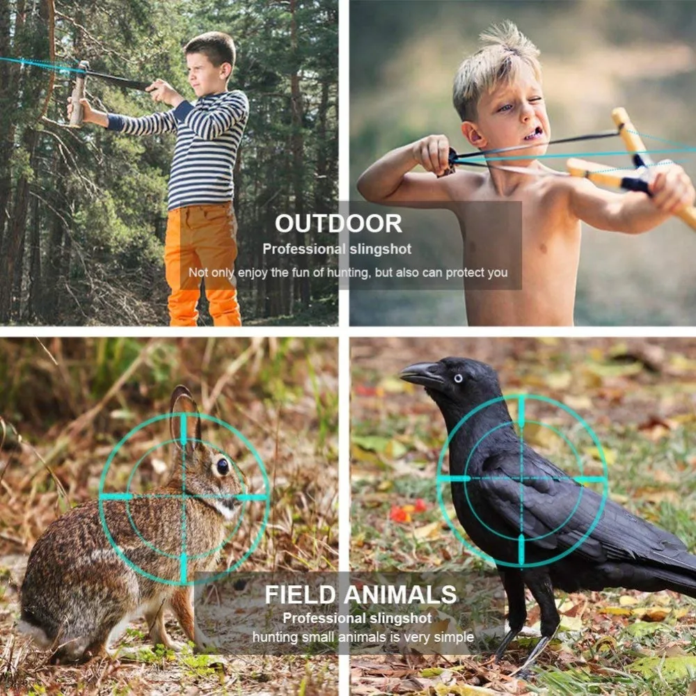 Powerful Wooden Slingshot Shot Brace Catapult With Rubber Band Shooting Balls For Hunting Sports Practice Outdoor Entertainment