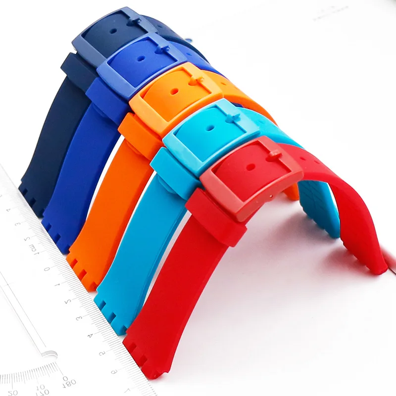 Пряжка 20 мм силиконовый ремешок для мужчин для Swatch SUSB401SUSW402SUSN400SUSL400 резиновый ремешок водонепроницаемый браслет для часов