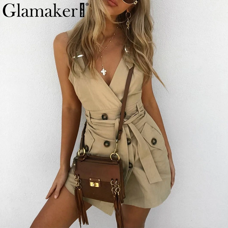Женское винтажное платье Glamaker черное офисное с треугольным вырезом и открытой