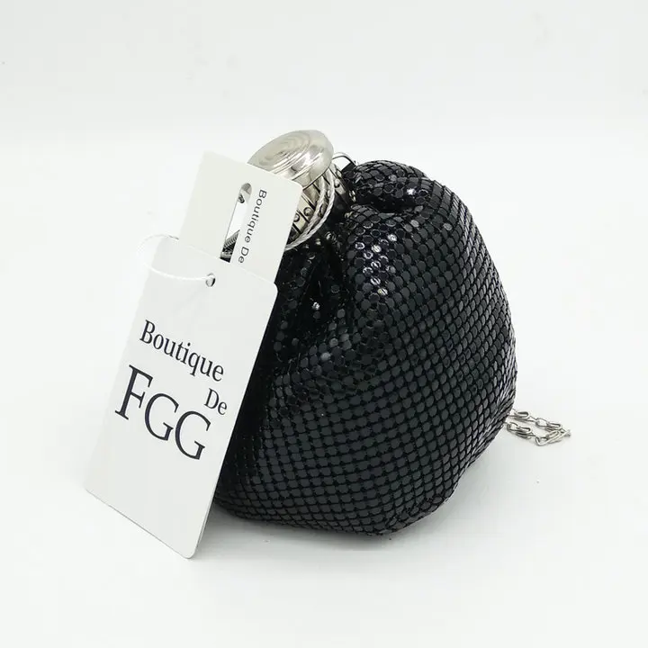 Boutique De FGG мини модный алюминиевый дневной клатч для женщин, Повседневный Кошелек для монет, сумка для денег, вечерняя сумочка-клатч - Цвет: Black Purse