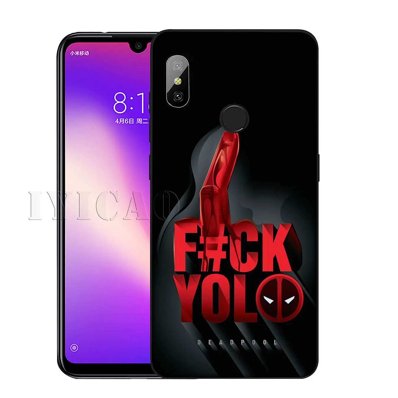 IYICAO Deadpool Soft Silicone Phone Case for Xiaomi Redmi K30 K20 8A 7A 6A 5A S2 GO Note 8 8T 7 5 6 Pro Black TPU Cover |