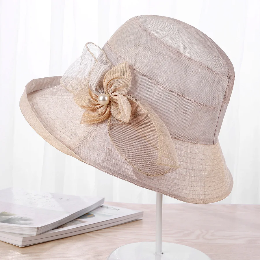 CHESSIECA Новый стиль шляпа от солнца церкви Шапки женский цветок лето Gorras Свадебные