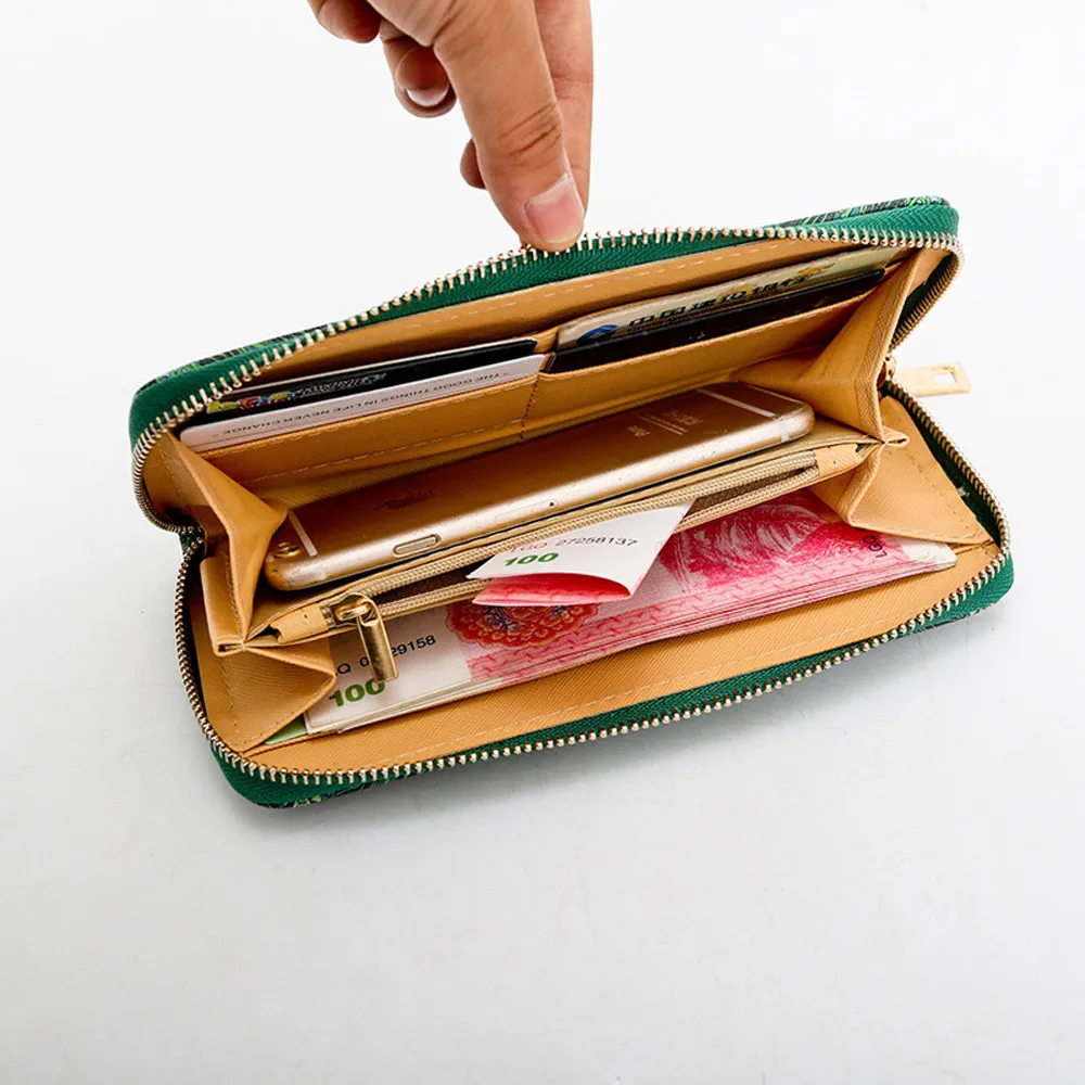 Женские прямоугольные кошельки на молнии Aelicy с принтом большой вместимости для