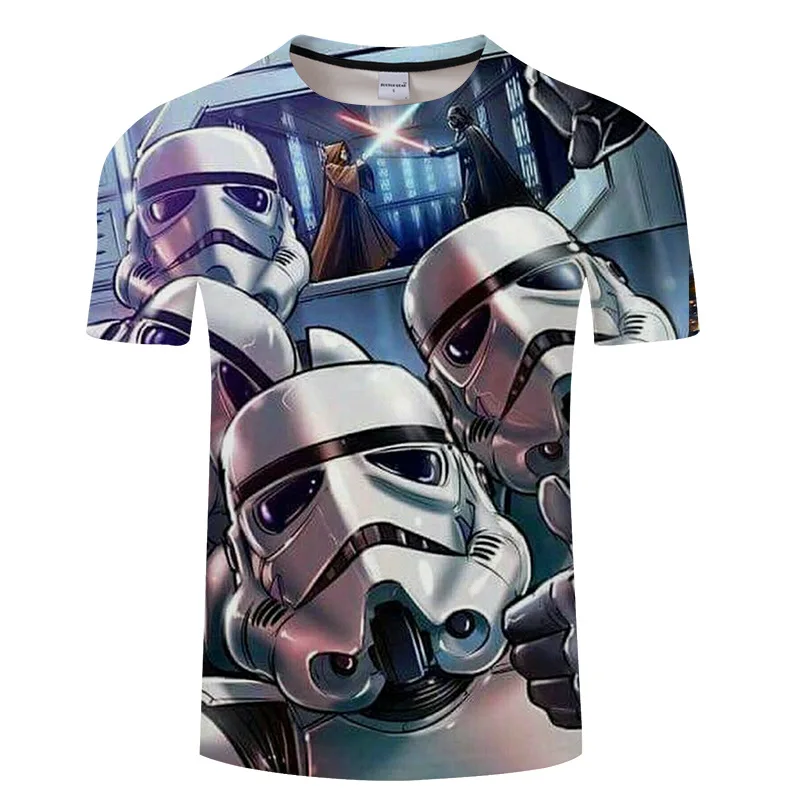 Новинка 2018 футболка с 3D принтом Star Wars мужская и женская летняя коротким рукавом