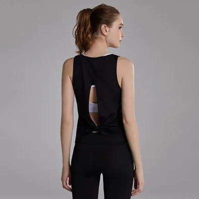 BX1902-Black Женская майка для бега с открытой спиной, майка для бега, Спортивная майка для спортзала, Женская гимнастическая майка, топ для фитнеса, майка без рукавов для бега - Цвет: BX1902-Black