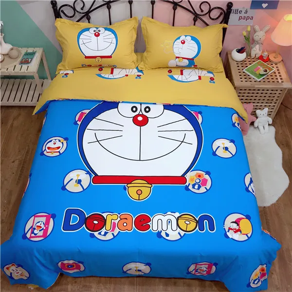 style5 Постельное белье с аниме набор Doraemon Дети чистый хлопковое стеганное одеяло двойной королева король милый пододеяльник плоский лист музыка постельное белье - Цвет: style5