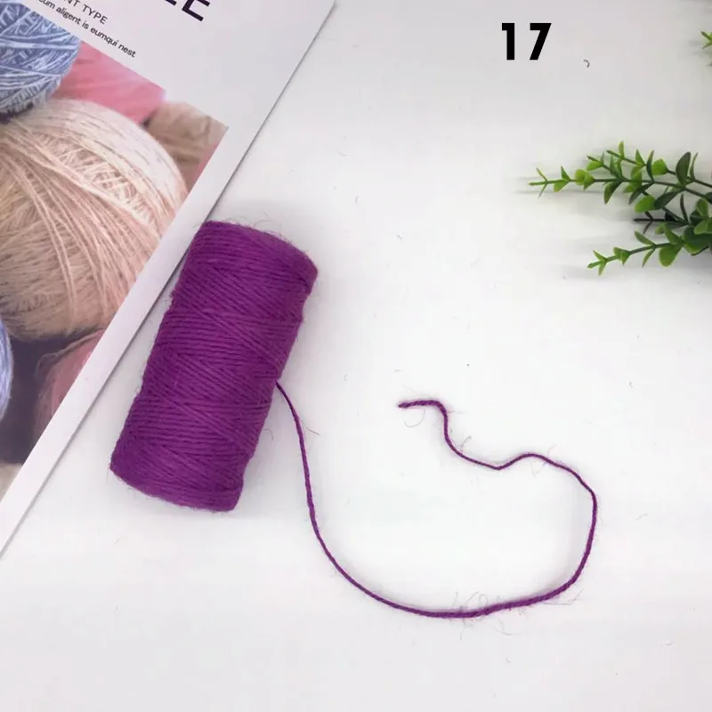 17 Purple Джутовая веревка, ручная работа, 2 мм, винтажное украшение, цветная пеньковая веревка, подарочная упаковочная веревка, бирка для одежды, веревка, 100 метров на трубу - Цвет: 17 Purple