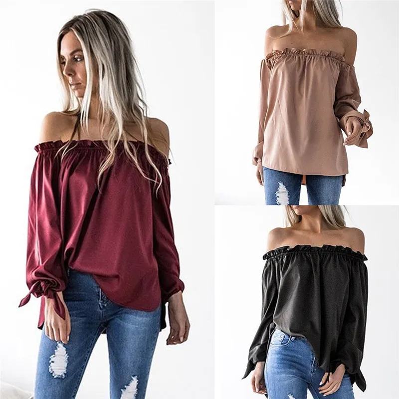 Модная женская блузка рубашка сексуальная без бретелек манжеты узелковая