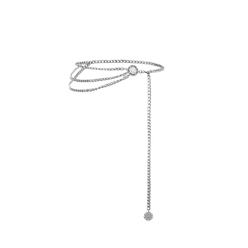 SOBUY personality Fashion Metal Waist Chain Gilding Belt Decoration for Dresses Girls Designer Belts Women belly 2018 |
