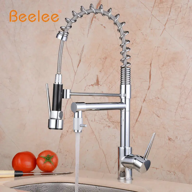Смеситель для кухни Beelee BL0783 хромированный латунный с одной ручкой отверстием