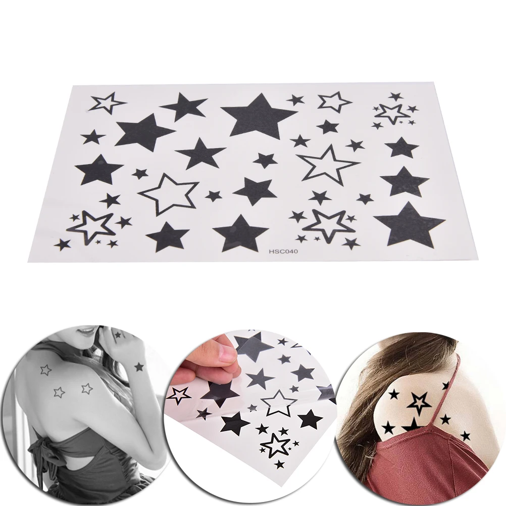 Новые черно-белые звезды дизайн женские сексуальные Поддельные татуировки
