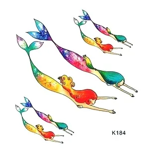 Waterproof Temporary Tattoo Sticker watercolor Mermaid lovely girl tatto stickers flash tatoo fake tattoos for child women | Красота и