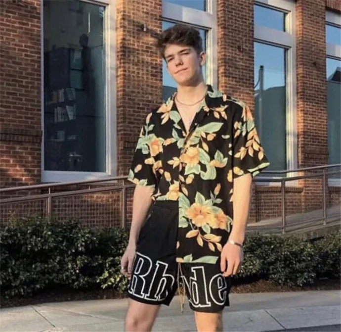 19SS Rhude логотип черный мягкий дышащий серый 3M отражением Поворот Белый Rhude шорты мужские свободные сетки нейлон Rhude Шорты Унисекс